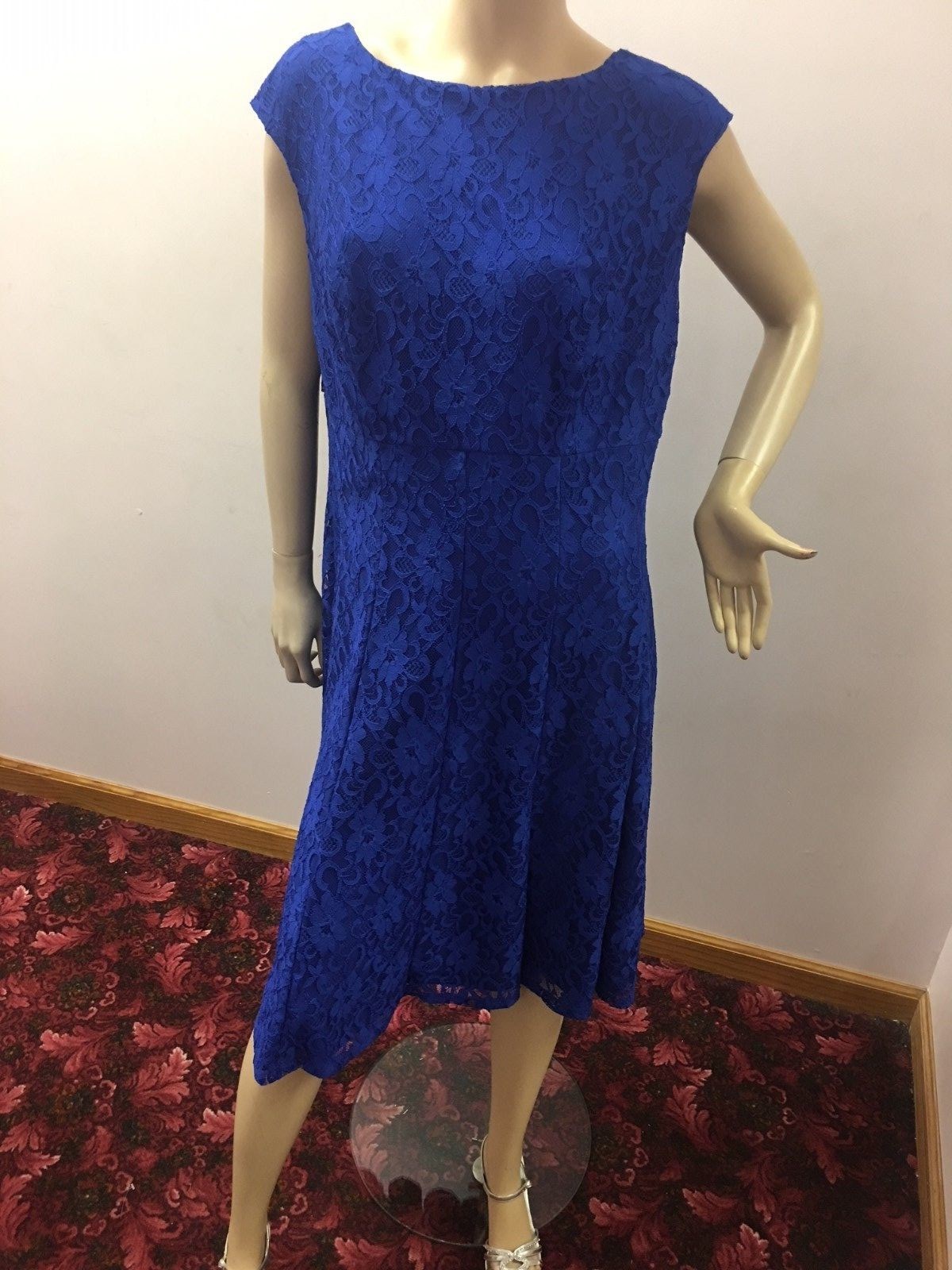 Brand New With Tags Ralph Lauren Royal Blue Lace Cocktail Dress 16W