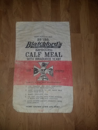 Blatchford Calf Meal Co Cloth Seed Bag Waukegan Illinois Cow & Bucket Cattle