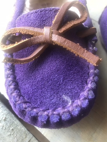 New Size 8 Minnetonka Cassie Slipper Purple Suede Toddler Moccassins/Slipper