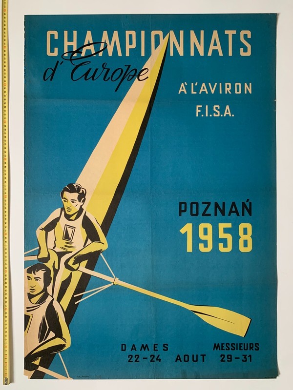 European Rowing Championships Poznan Poland 1958 Vintage Poster