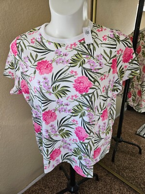 BRAND NEW:  Women's OLD NAVY Size XL Pink Floral 100% Cotton Tee