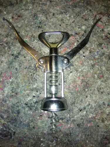 Vtg Corkscrew Wine Bottle Opener Made In Italy