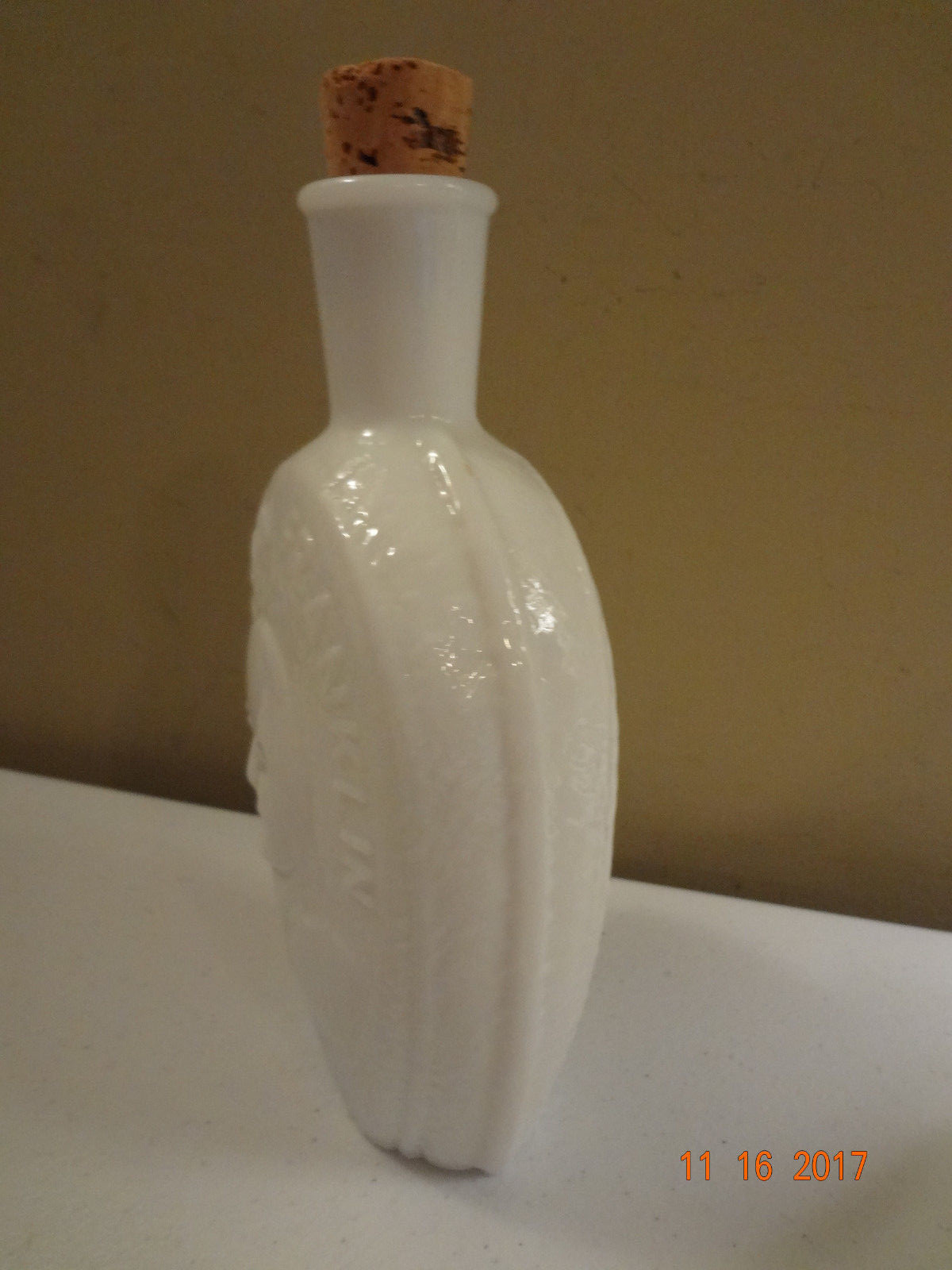 Vintage Wheaton Glass House Benjamin Franklin White Glass Bottle