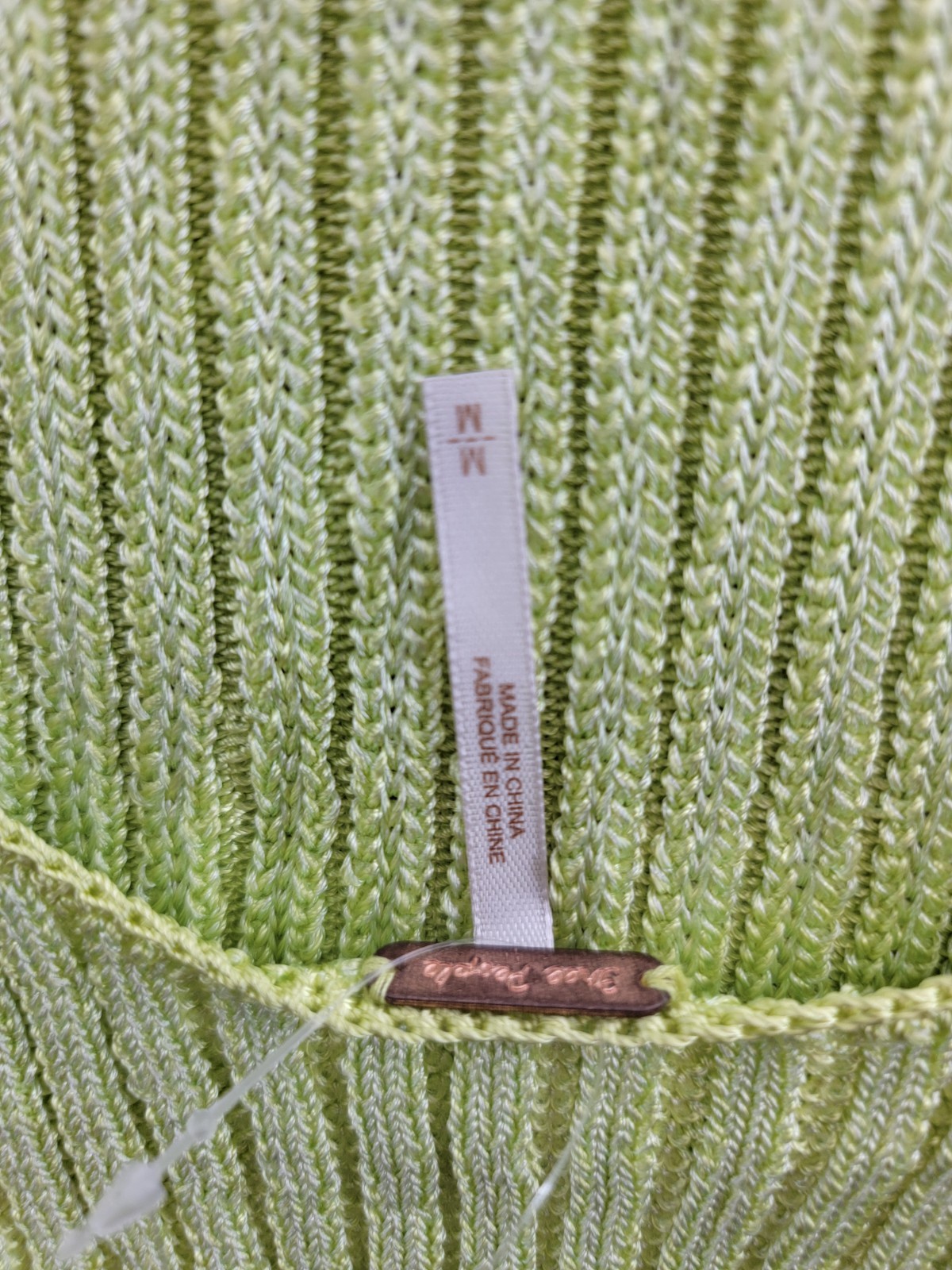 Free People Textured Short Sleeves Crop Sweater Top Women's M Sunny Lime Solid - Picture 13 of 16