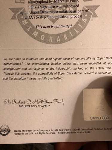 Auto 2019 UDA Buckets Markelle Fultz Signed Spalding Basketball Upper Deck COA