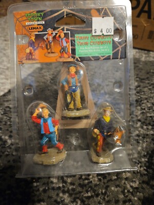 Lemax Spooky Town Halloween three cowboys 22596 NIB