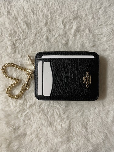 zip chain card case coach