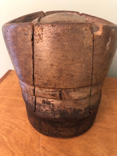 Industrial Antique Wooden Hat Block Form Hand Made early 1900's puzzle