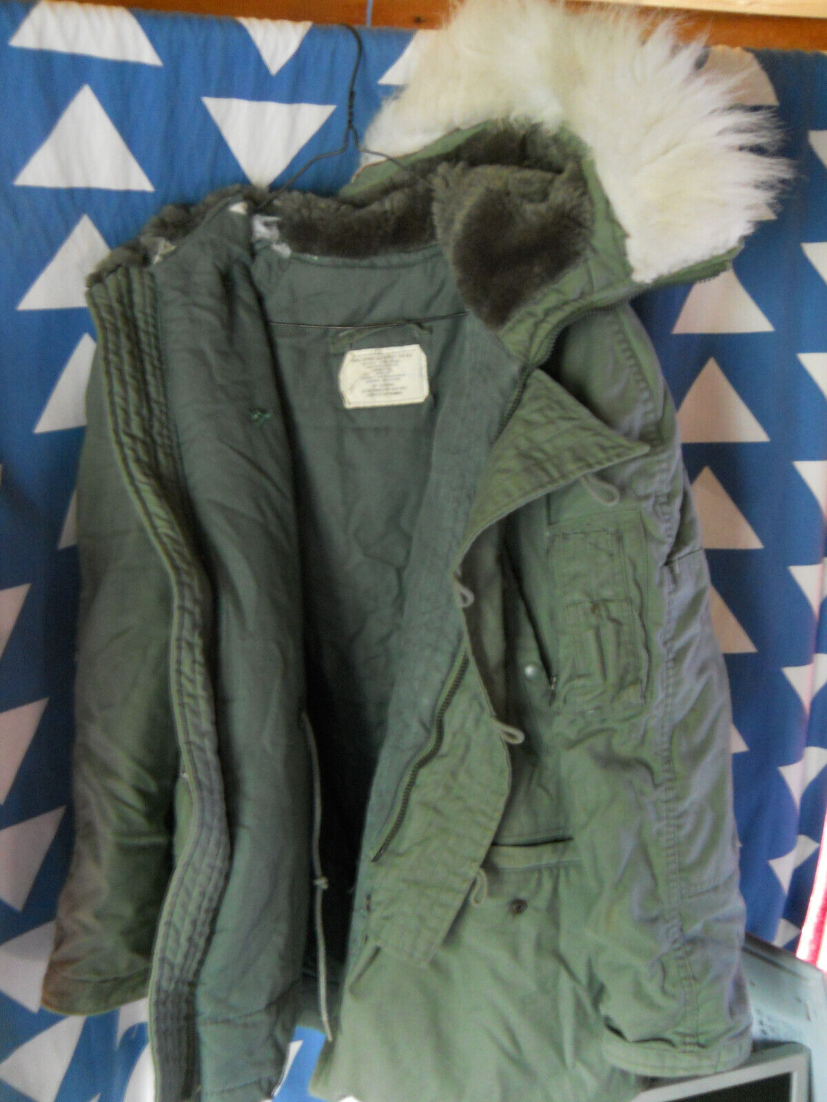 USAF ECWCS N-3B Winter Parka Coat Bomber Jacket Warm Fur Hood Cotton/Nylon USED