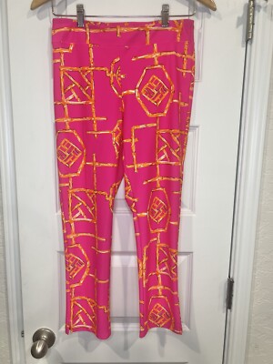 Jude Connally Trixie Cropped Pants Bamboo Lattice Pink Apricot Size XS Pull On