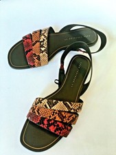  ZARA  Trafaluc  Faux Snake Skin Flat Slingback Sandals  Size 