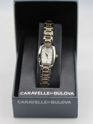 CARAVELLE BY BULOVA 45L116 WOMEN'S SILVER AND GOLD TONE ANALOG TONNEAU WATCH