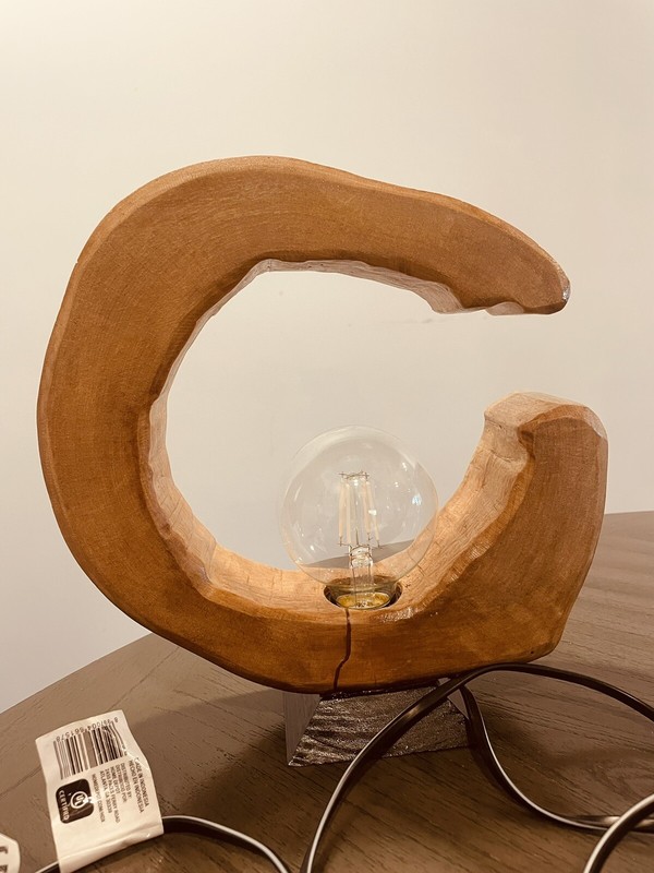 Handcrafted Minimalist Wooden Lamp with Organic Curve Design