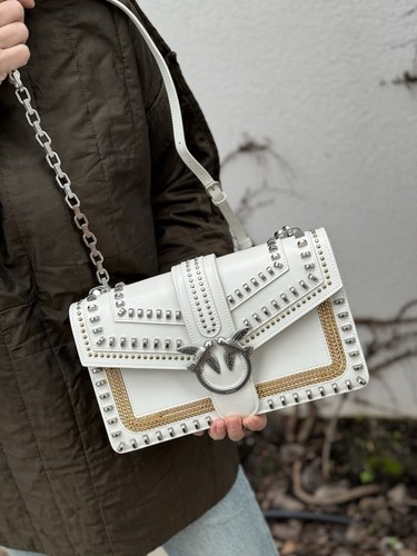 バッグ・カバンその他 Pinko Bags White Mini Love Bag crossbody bag with raffia embroidery PINKO