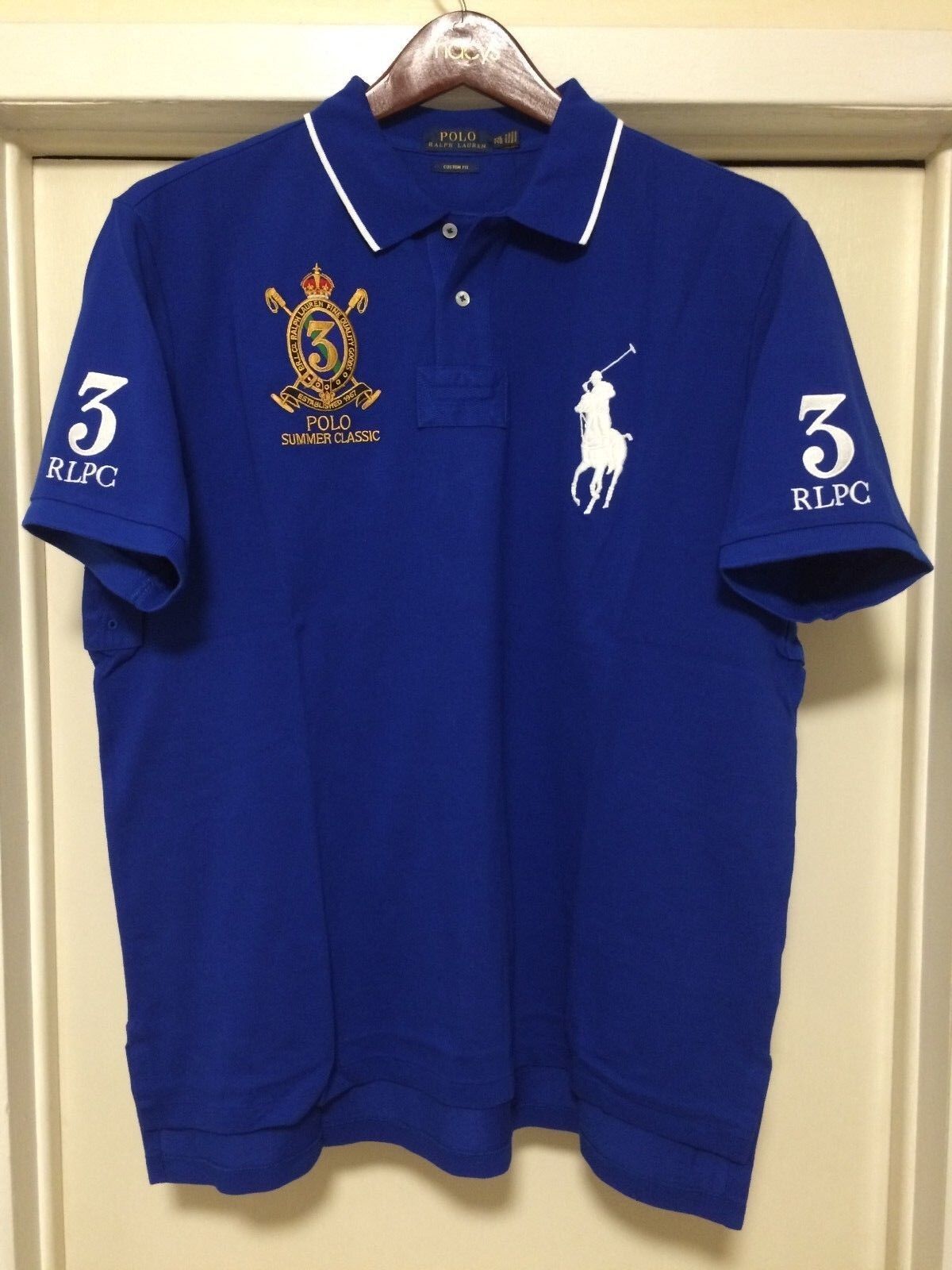 XXL POLO RALPH LAUREN RLPC CUSTOM FIT PRL BLUE WHITE GOLD XXL POLO RALPH LAUREN RLPC CUSTOM FIT PRL BLUE WHITE GOLD