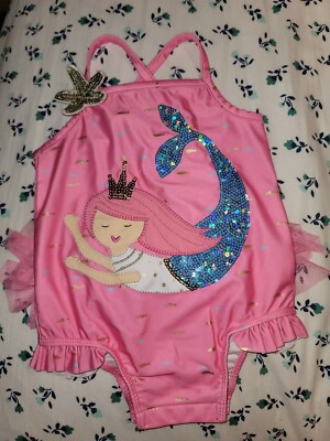 Mud Pie pink Mermaid swim bathing suit tutu sequin UPF 50 NWT 12-18m