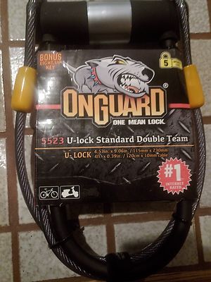 OnGuard Bulldog Mini DT 8015 Bike U-lock /& 4/' Cable 3.5x5.5/" Hardened 2X Locking