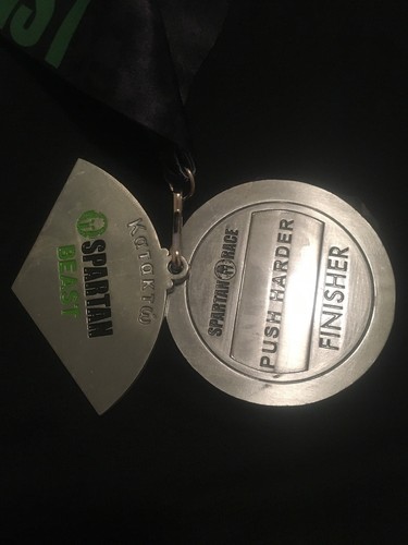 2018 Spartan Race Spartan Beast Finishers Medal with Trifecta Wedge