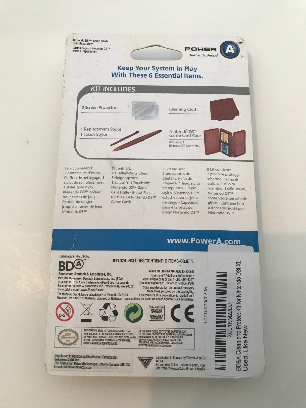 Nintendo DSi XL Clean and Protect Kit Stylus Game Card Case Cloth Screen Cover