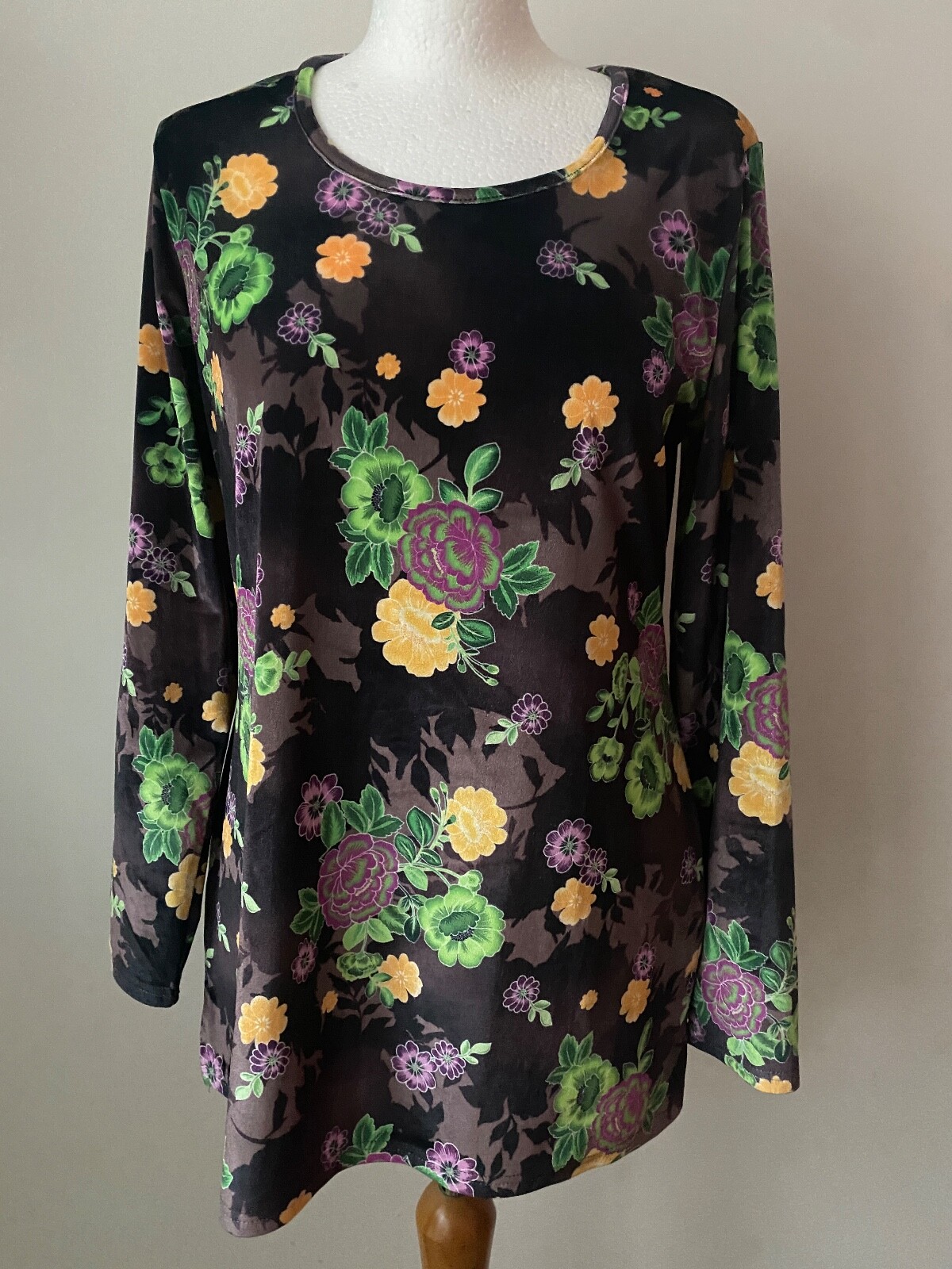 Michele Hope Velvet Tunic Top  10 / 12, 14 / 16. Green, Blue, Purple and Grey - Picture 9 of 12