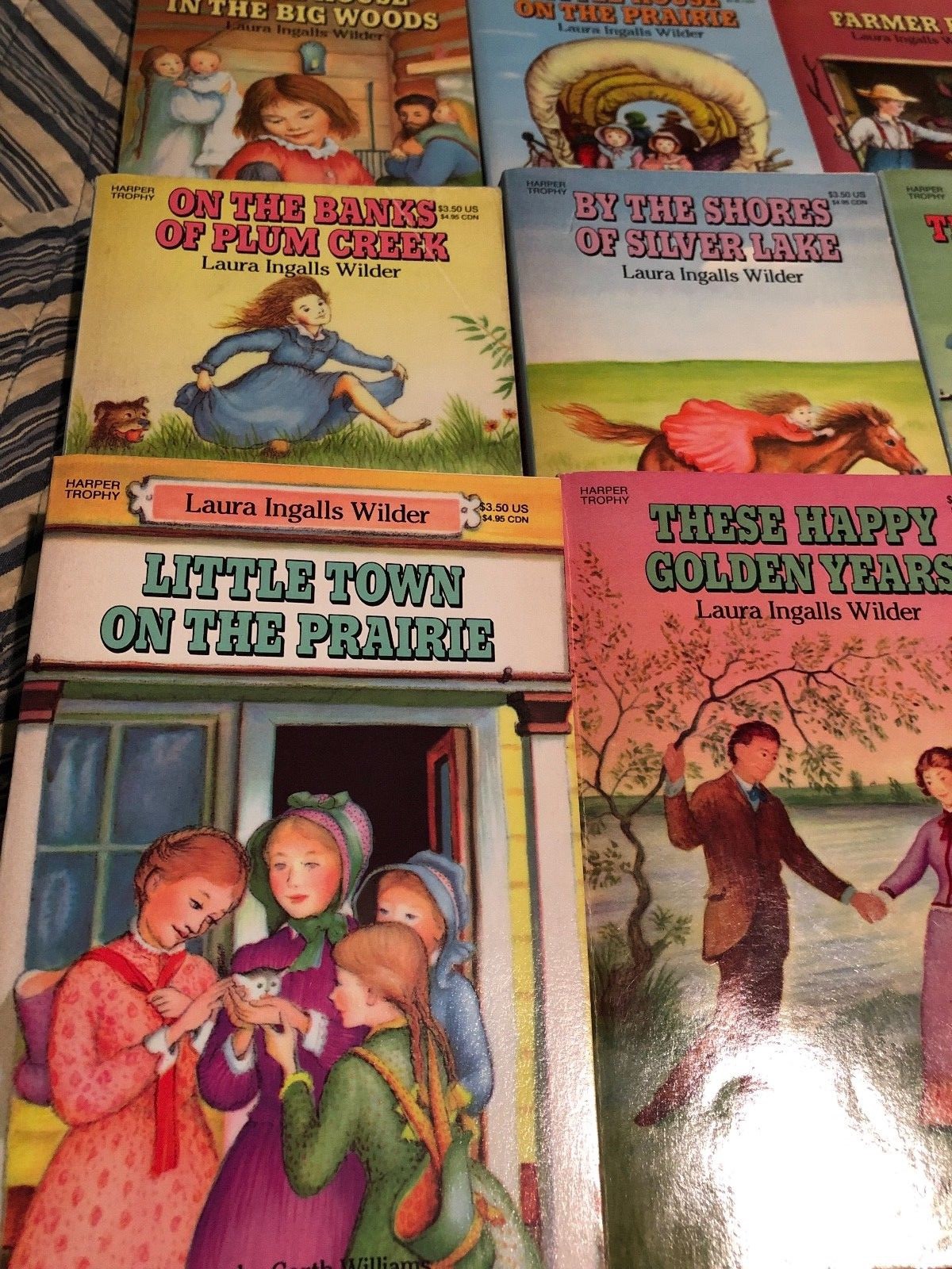 LOT 9 Laura Ingalls Wilder Books Little House Series~1-8 Blue Set 1981~#9 1994