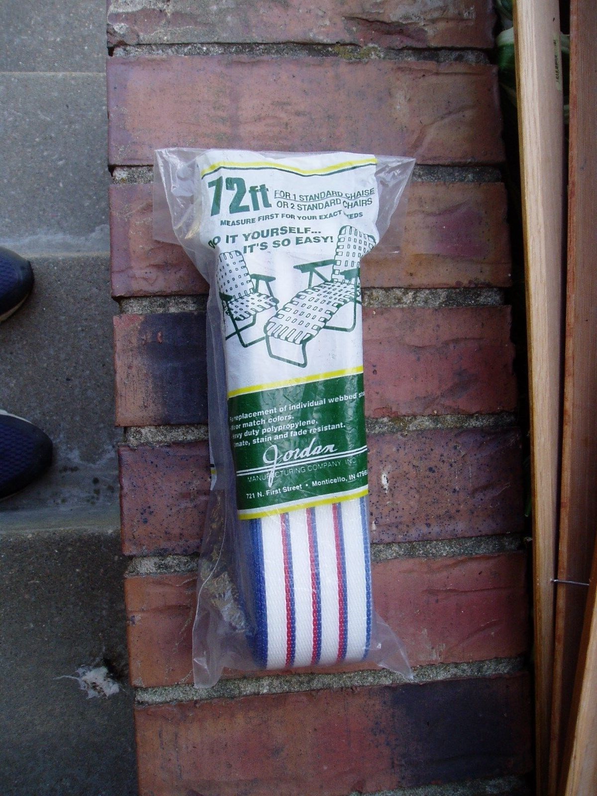 Vtg Jordan Re-Web Kit Lawn Chair Webbing 72 Feet Blue/Red/ White Stripe New