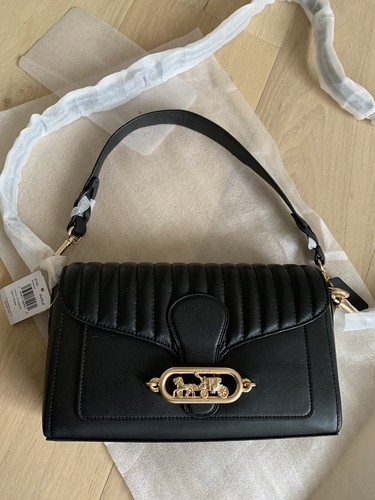 NWT Coach Jade shoulder with linear Quilting Black purse