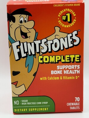 Flintstones Childrens Vitamins Complete Chewable 70 Count Ex 05/2025 Box Damaged