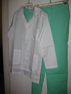 New Kids 3 PC DOCTOR OUTFIT Coat SCRUB SHIRT Pants Child SC 7-10 costume dentist