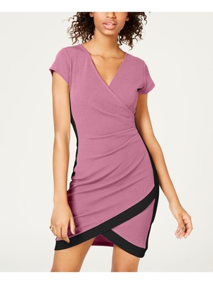 

CRAVE FAME Женское розовое короткое коктейльное платье-тюльпан с короткими рукавами, юниорский размер, Розовый