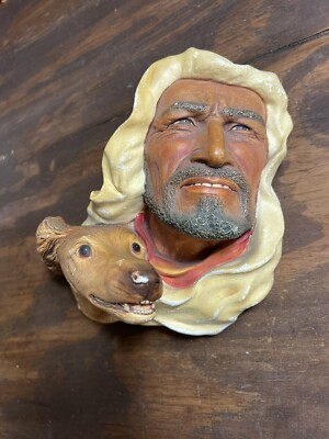 Vintage 1963 Bossoms (England) Desert Hunters Chalkware Wall Decor Sheik & Hound