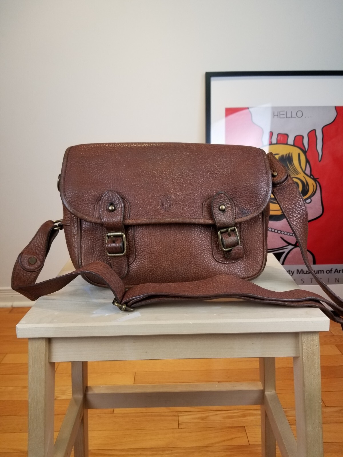 VINTAGE 90' RALPH LAUREN POLO LEATHER CROSS MESSENGER BAG SZ