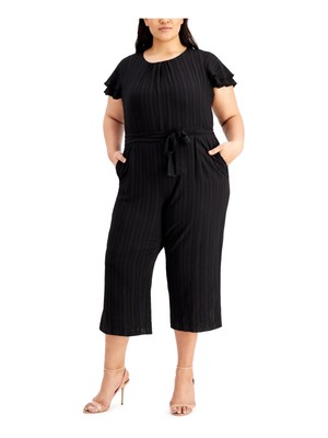

CALVIN KLEIN Женский укороченный комбинезон Black Tie Flutter Scoop Neck Plus, Черный