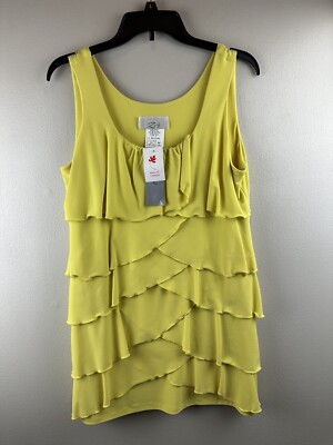 Zoe by Michael Philips Ruffled Front Tank Women Size Large Chartruese