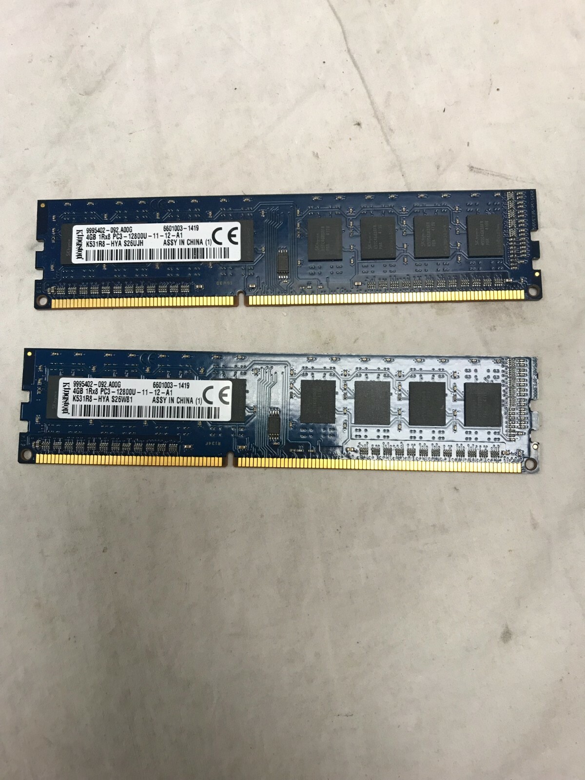 LOT OF 2 Kingston 9995402-092.A00G 4GB PC3-12800U-11 DDR3