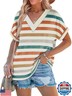 WIHOLL Summer Tops for Women Clothing 2025 Spring Break Essential Dressy Casual V Neck Easter Shirts Outfits Cute Orange Stripes L