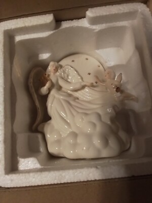 1998 Avon Glimmering Light Porcelain Angel & Cherub LightUP Christmas New In Box