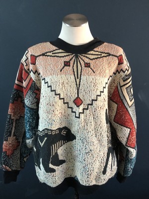 Vintage Sugar Street Weavers Native Tribal Southwest Tapestry Sweater One Size