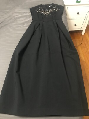 JIL SANDER AUTH Italy Black Long Dress Size 36 $5995 Sleeveless EMBELLISHED