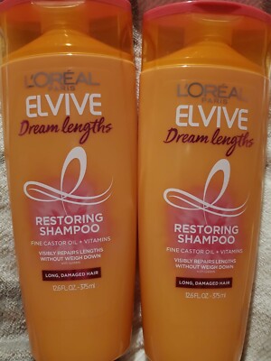 4 L'Oreal  Elvive Dream Lengths Restoring Shampoo w Fine Castor Oil & Vitamins