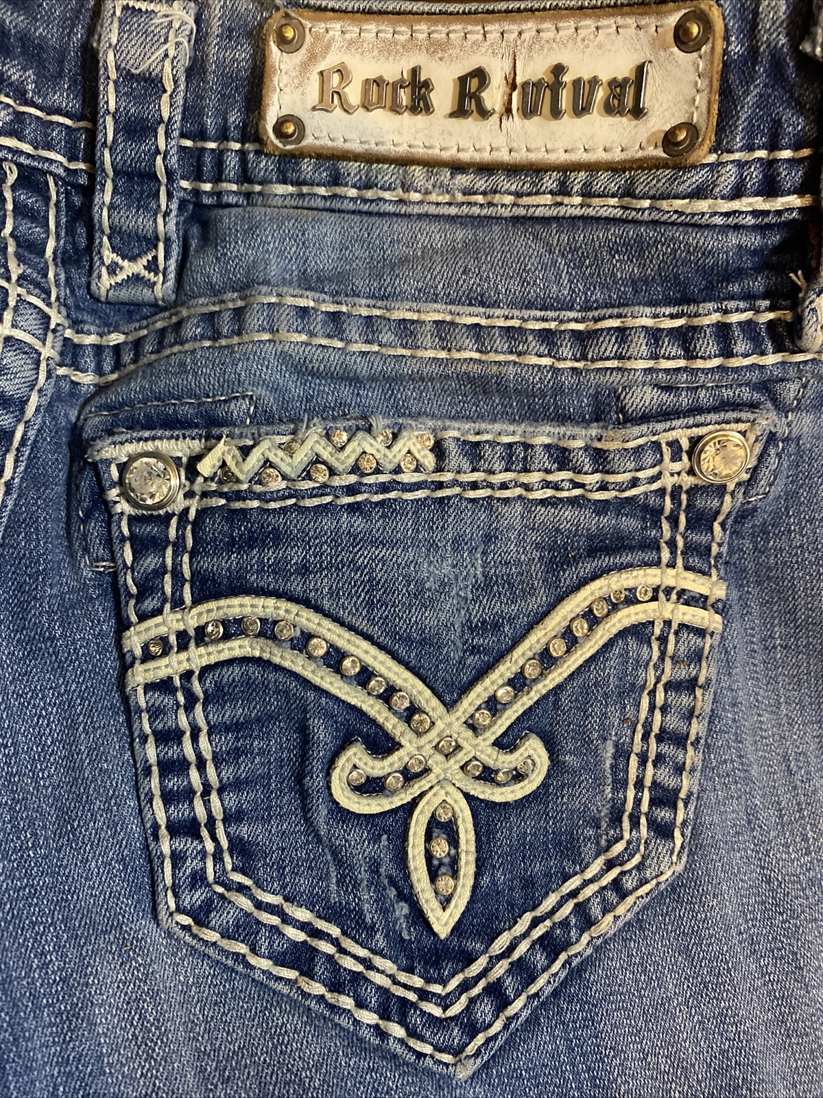 White Rhinestone Jeans 