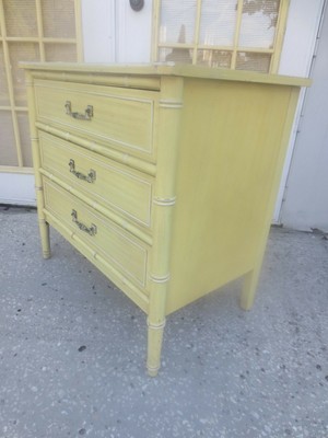 Faux Bamboo Bachelor Chest 3 Drawers Henry Link Regency Dresser LG Nightstand