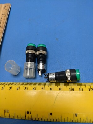 NKK SWITCH  PUSHBUTTON SPDT 1A 125V , NKK  KB15CKW01-5C-FB , GREEN  ( 10 pcs )