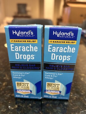 LOT OF 2 - Hylands Earache Drops Natural Ear Pain Relief Homeopathic Treatment