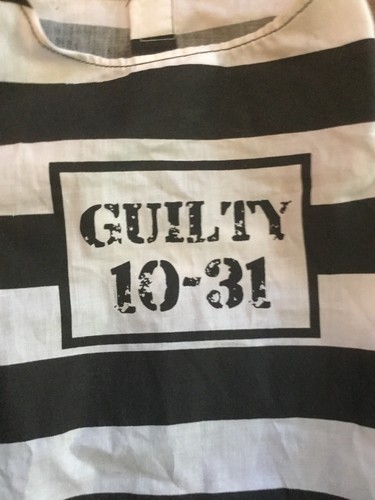 Lot Of 2 Dog Pet Halloween Costume Shirts Candy Security Inmate EUC