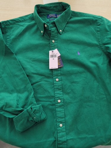 BNWT Polo Ralph Men's Button Up XL Dark Kelly Green Purple