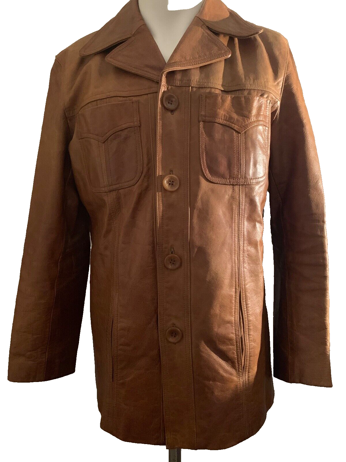 ジャケット・アウター OHOTORO Balmacaan Leather Jacket brown giacca-marrone-uomo-1.jpg?v=