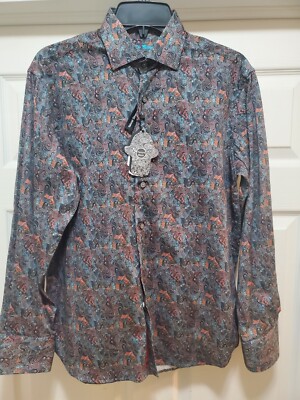 Visconti Black L/S Button Down Up MSRP $155 NWT - Small Men's S NEW 