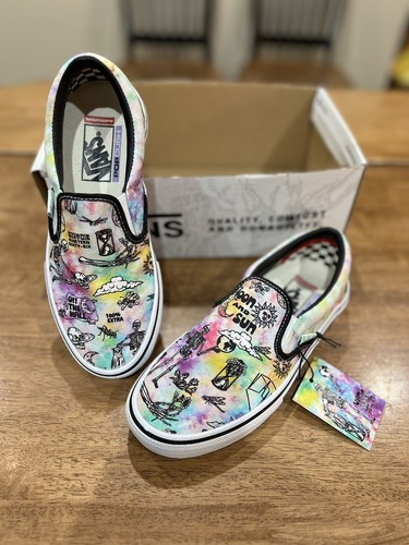 Vans Man's Skate Slip-On Moon and Sun Shoes Multicolor Size