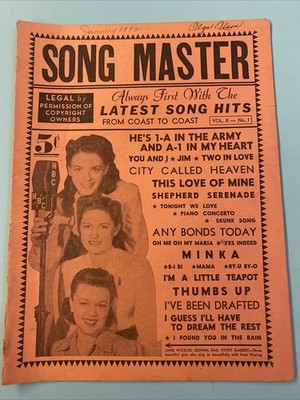 1942 January Song Master Magazine King Sisters Dick Stable Bailey Sisters